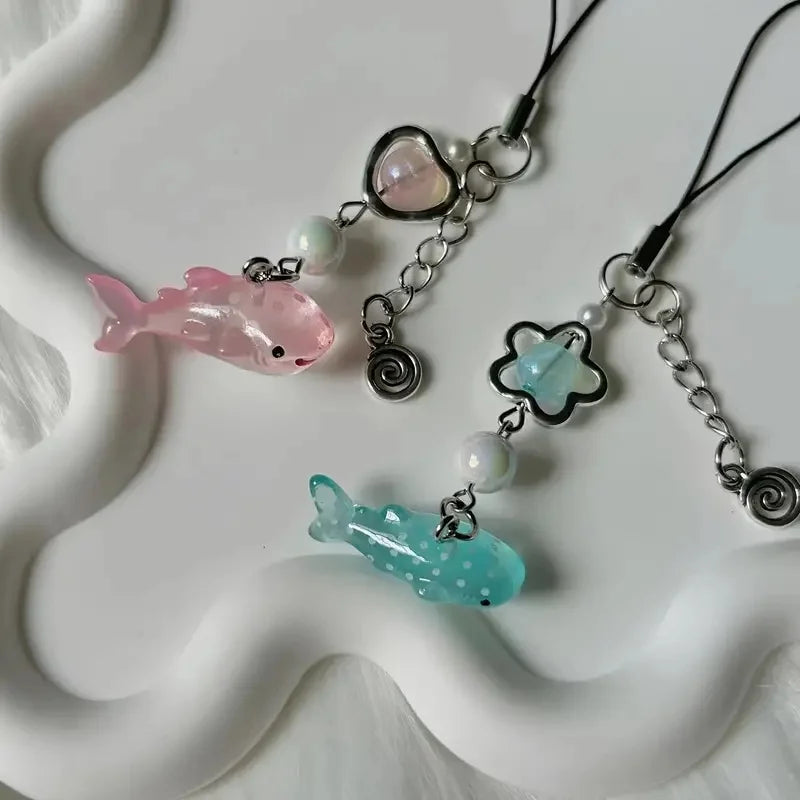 1pc Y2k Cute Simulation Marine Animal Shark Chain For Mobile Phone, Ccd Camera, Small Decoration Pendant Accessories