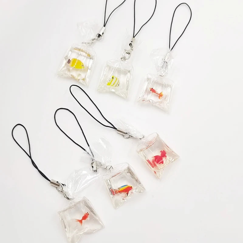 Cute Phone Charms Creative Simulation Goldfish Keychain Pendant Mobile Phone Case Pendant Backpack Decoration Accessories Gifts