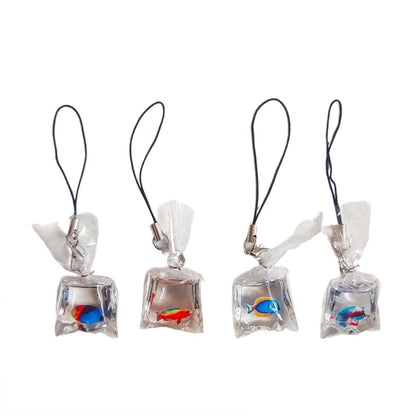 Cute Phone Charms Creative Simulation Goldfish Keychain Pendant Mobile Phone Case Pendant Backpack Decoration Accessories Gifts
